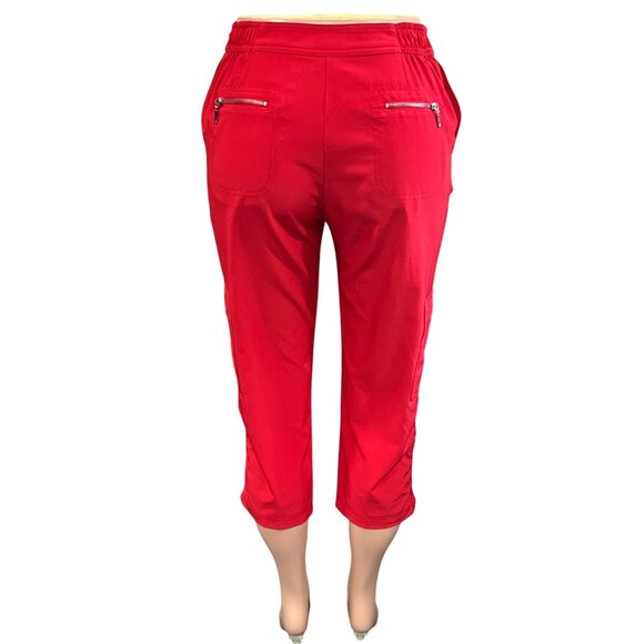 Chicos Zenergy Red Luxury Soft Stretch Capris Zipper Cargo Pockets Size 0 - Picture 6 of 11